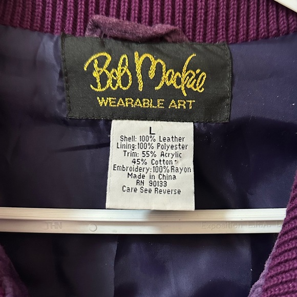 Bob Mackie Wearable Art Purple Suede Embroidered Zip Jacket Women’s Large Boho - Picture 2 of 7